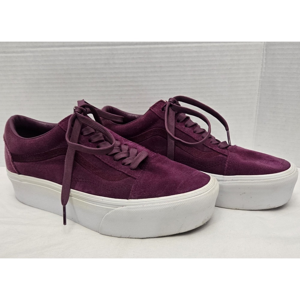 Vans Old Skool Stackform Suede Platform Sneakers Purple/Mono Men's 8/Women's 9.5